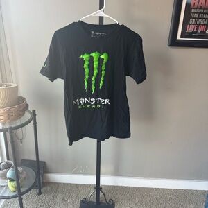 Monster Energy Men's Black Short Sleeve Logo Tee - Neon Green
